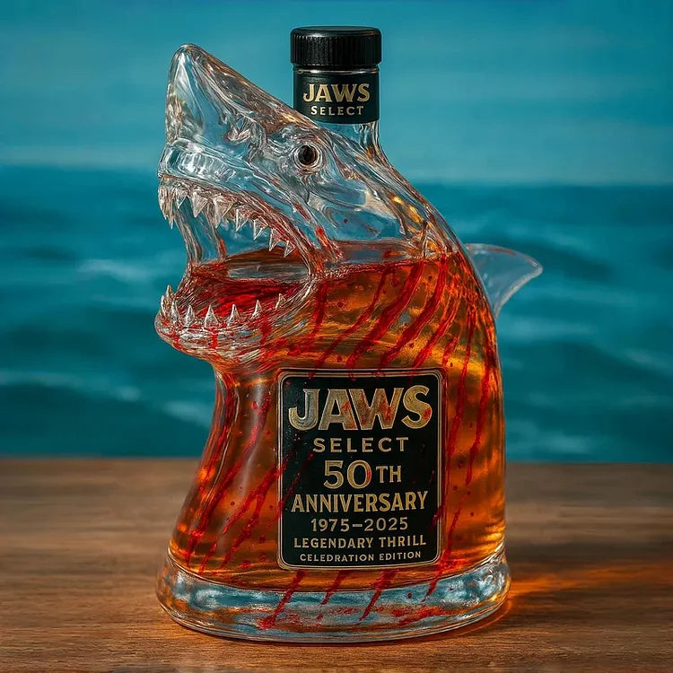 Limited edition Shark Jaws Anniversary whiskey bottle