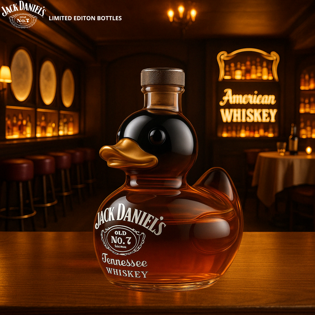 Duck-shaped whiskey bottle