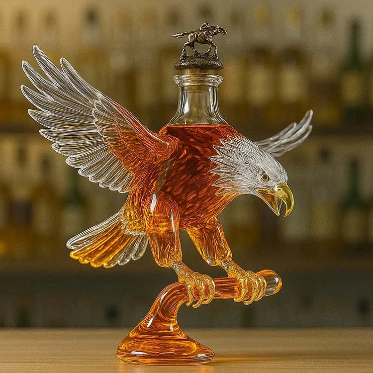 Bald Eagle Shaped Glass Whiskey Bottle
