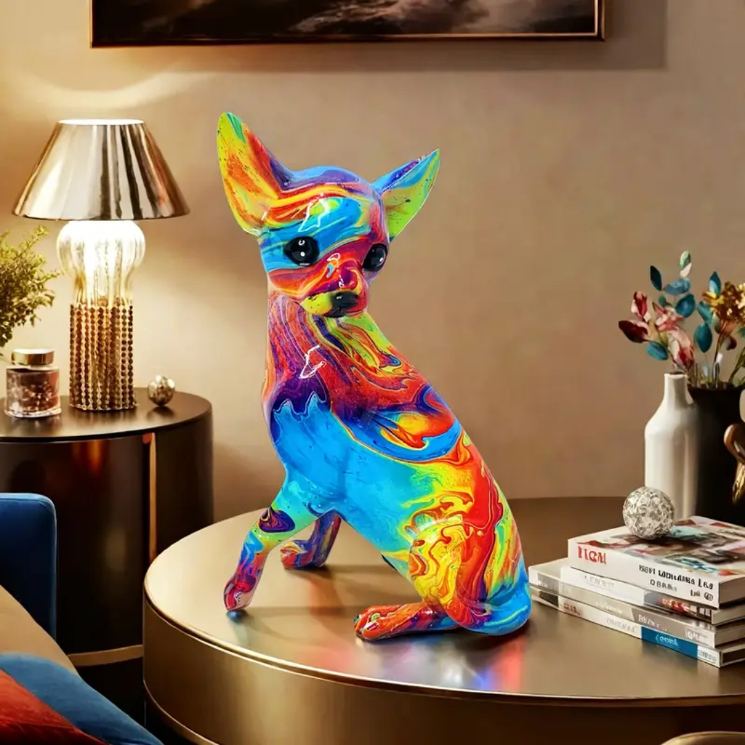Lampada Artigianale – Vibrant Resin Chihuahua Table Lamp