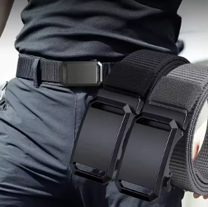 Military tactical belt with automatic buckle