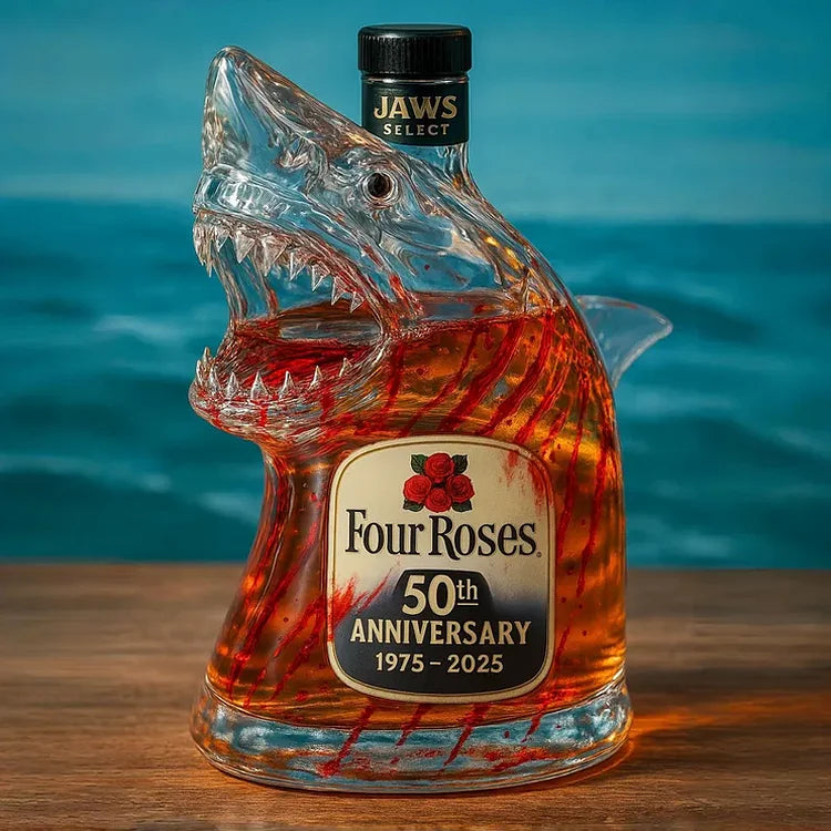 Limited edition Shark Jaws Anniversary whiskey bottle