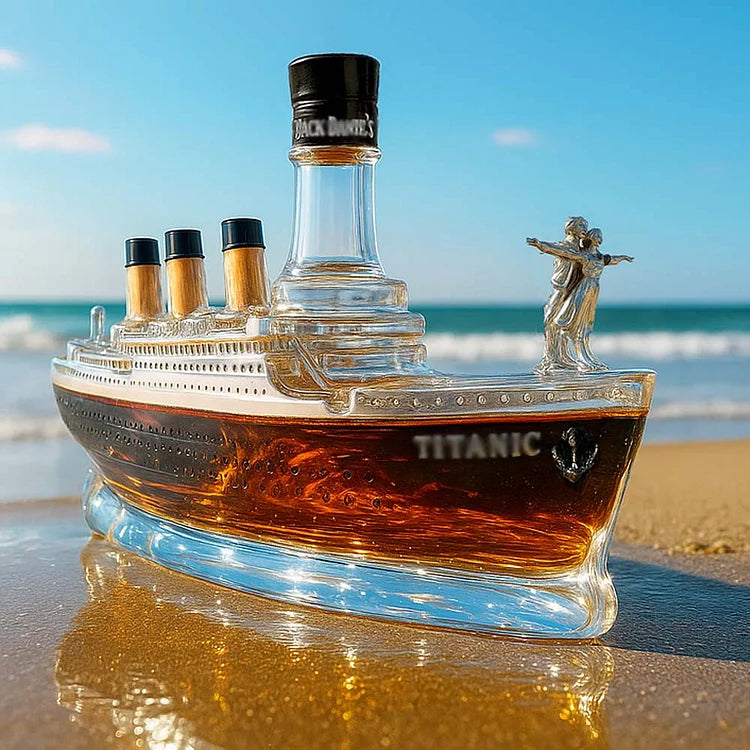 Romantic ship-shaped whiskey bottle