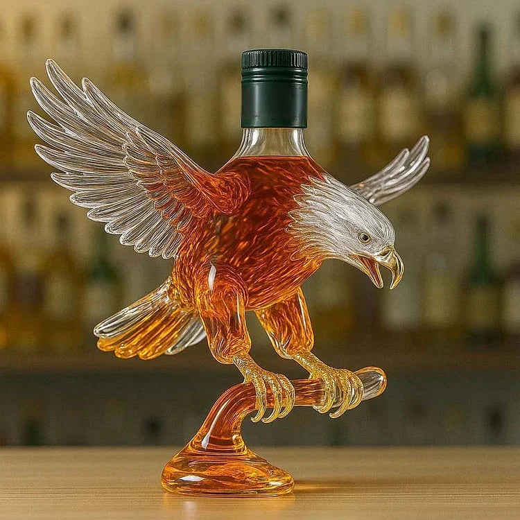 Bald Eagle Shaped Glass Whiskey Bottle