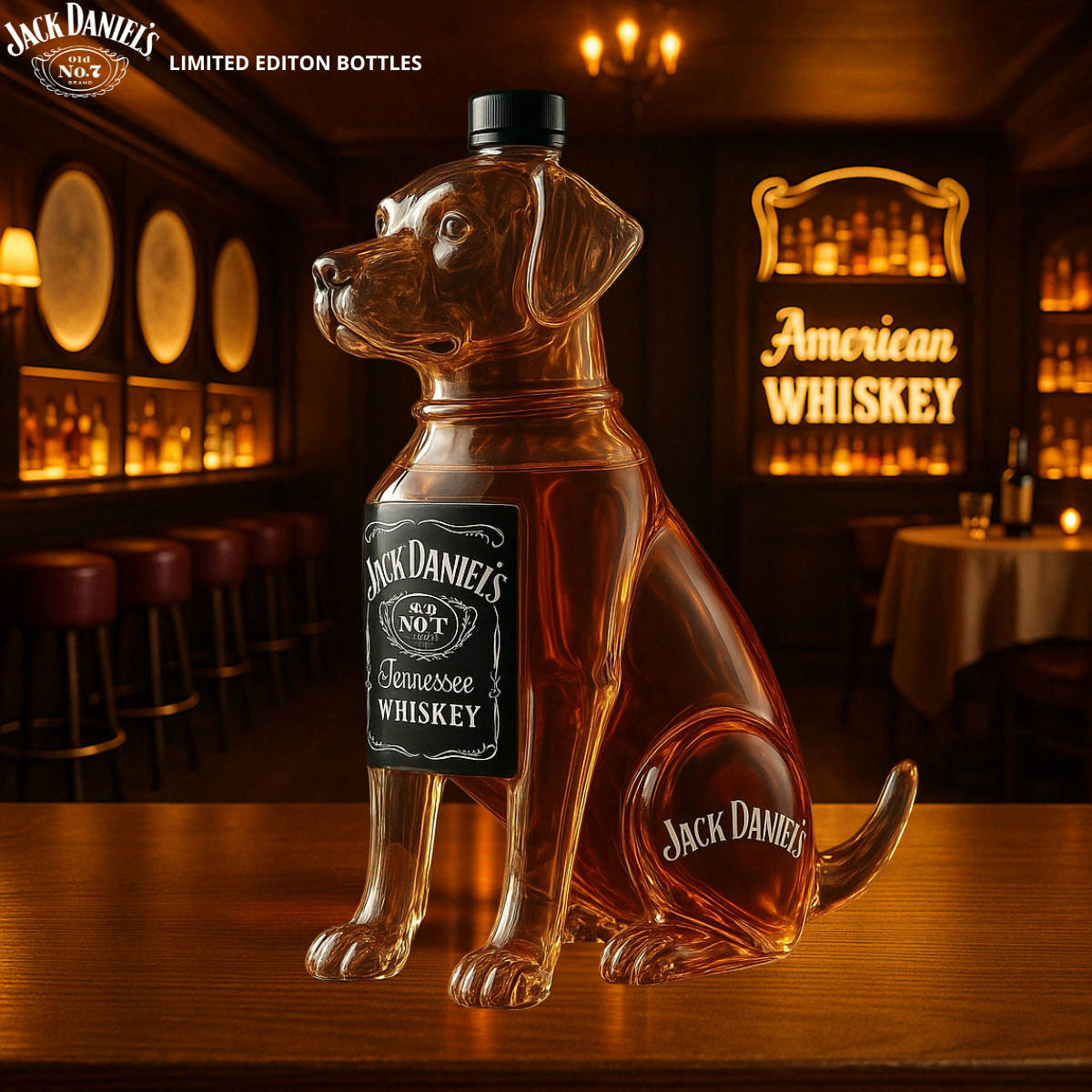 Dog-shaped whiskey bottle