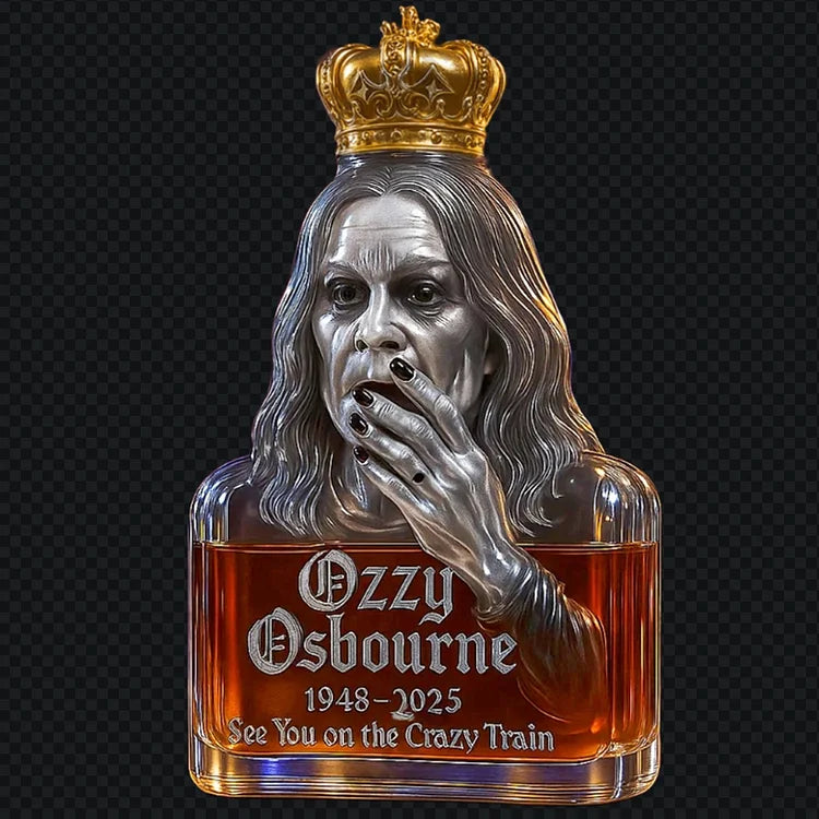 Ozzy See you on the crazy train Whiskey bottle