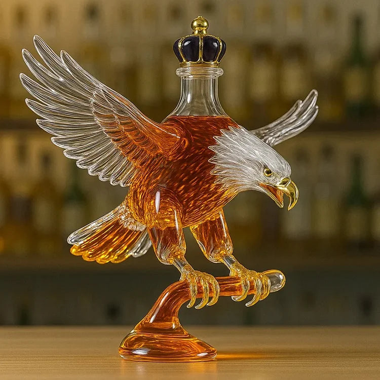 Bald Eagle Shaped Glass Whiskey Bottle
