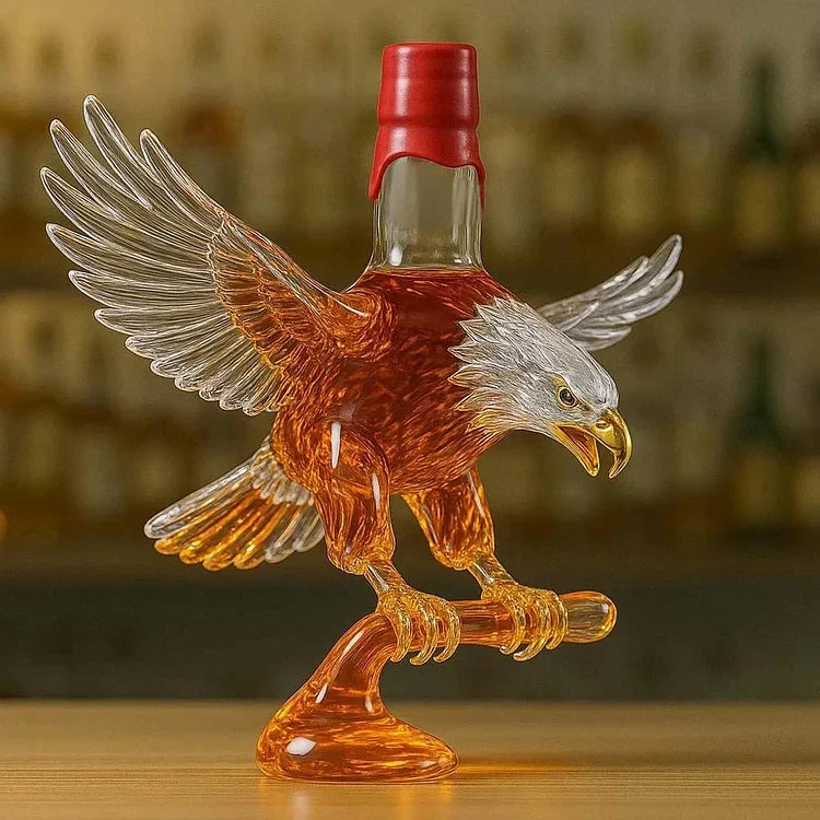 Bald Eagle Shaped Glass Whiskey Bottle