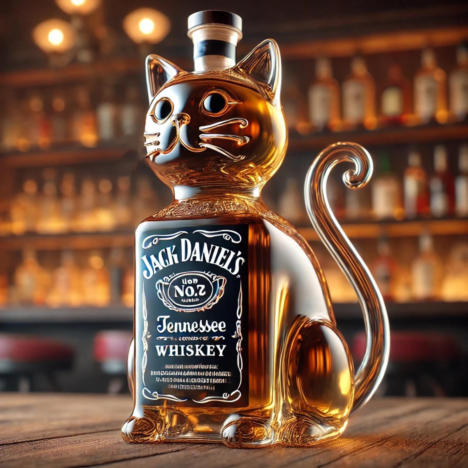 Cat — whiskey bottle