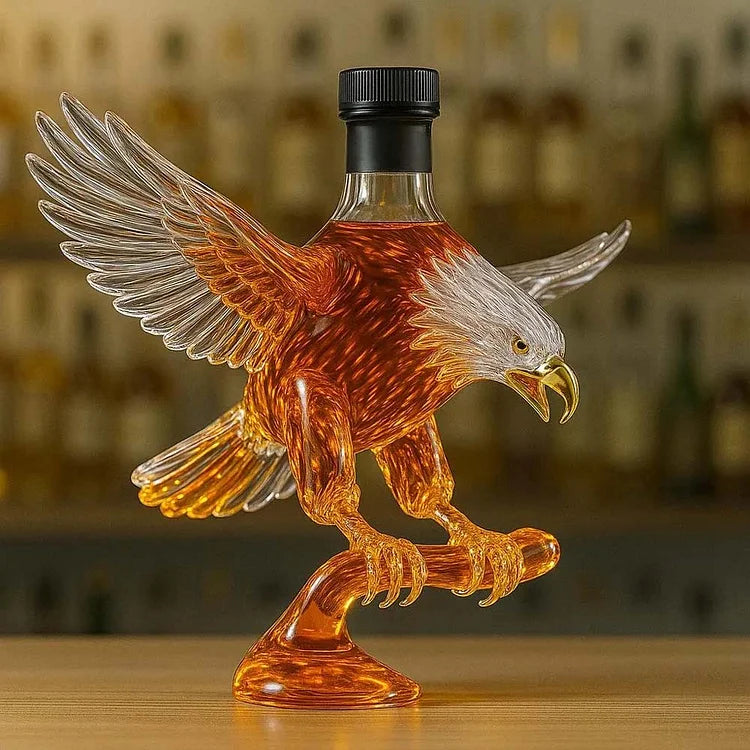 Bald Eagle Shaped Glass Whiskey Bottle