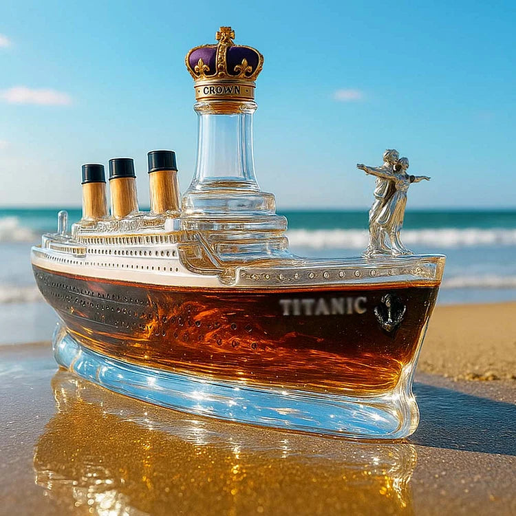 Romantic ship-shaped whiskey bottle