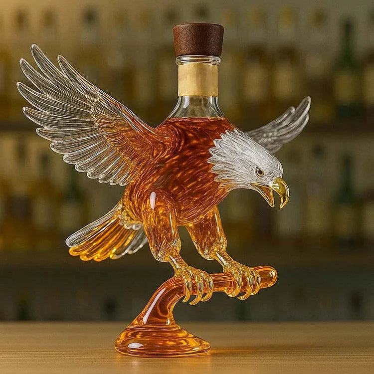 Bald Eagle Shaped Glass Whiskey Bottle