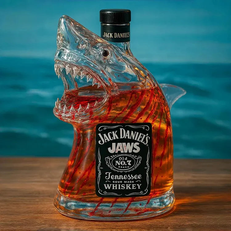 Limited edition Shark Jaws Anniversary whiskey bottle